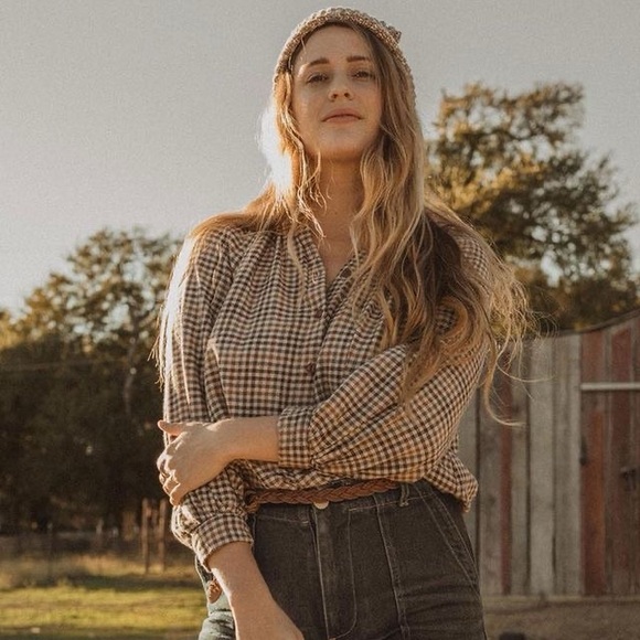 esby Tops - Esby | Liza Top in Brown Vintage Check